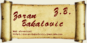 Zoran Bakalović vizit kartica